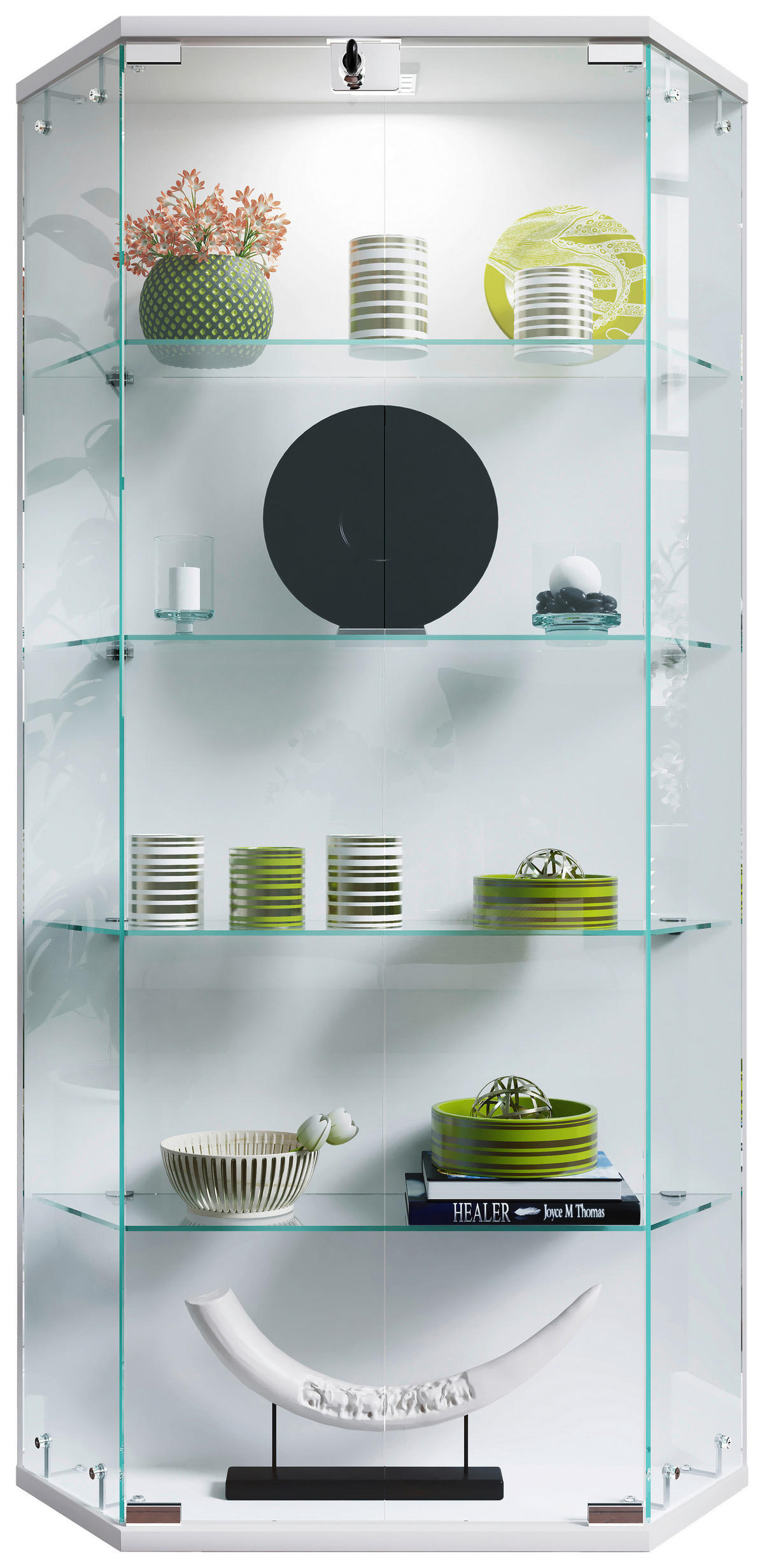 VITRINSKÅP  i vit  - vit/transparent, Design, trämaterial/glas (83/114/17cm) - MID.YOU