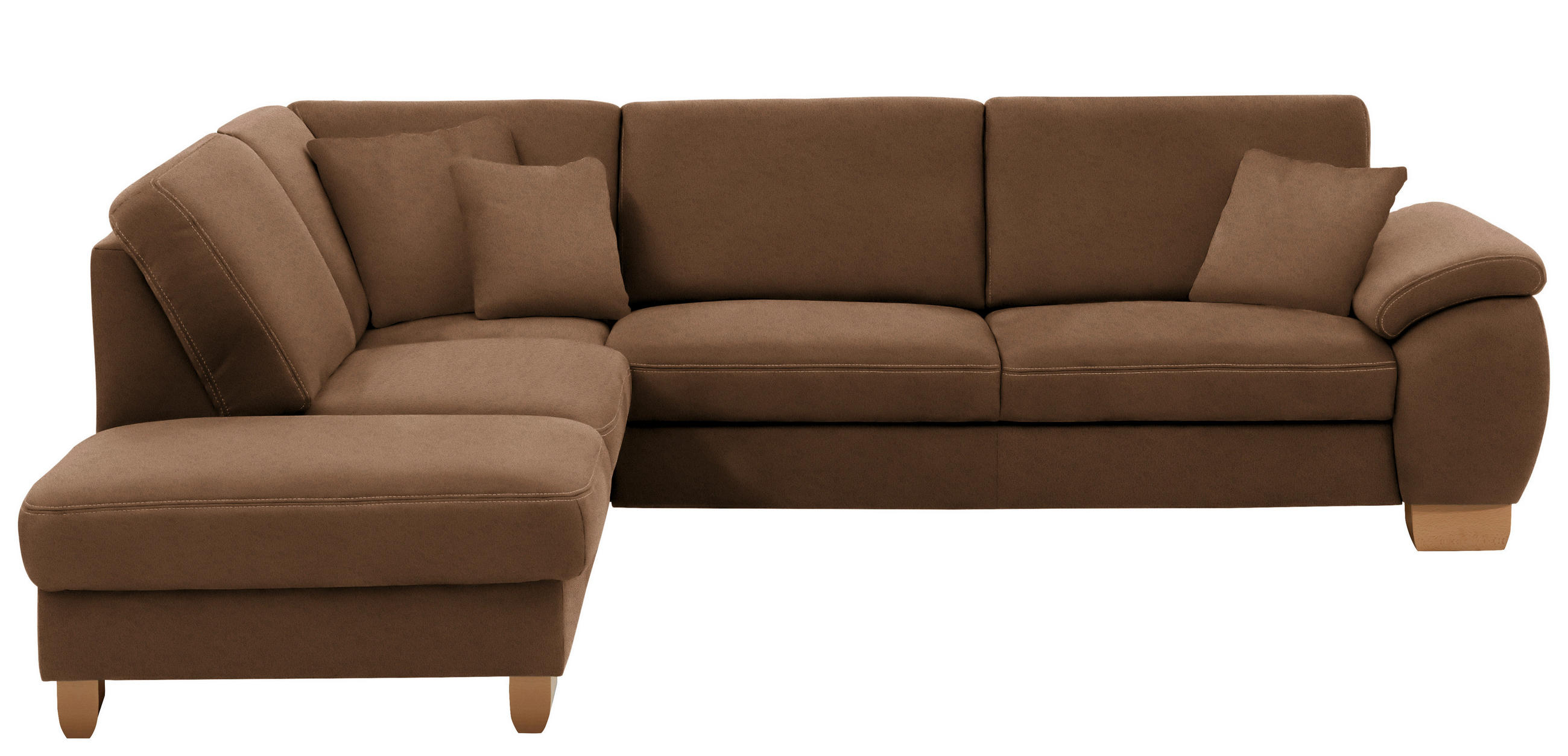 ECKSOFA in Mikrofaser Braun  - Wildeiche/Beige, Konventionell, Holz/Textil (236/286cm) - Voleo