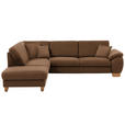 ECKSOFA in Mikrofaser Braun  - Wildeiche/Beige, KONVENTIONELL, Holz/Textil (236/286cm) - Voleo