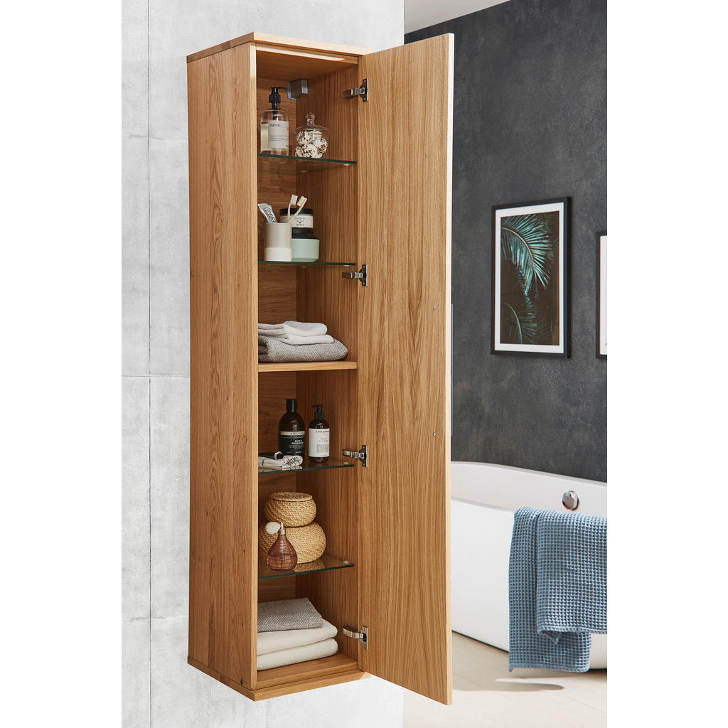 Thumbnail - Dieter Knoll Hochschrank Albero, Eiche, Glas, Eiche, furniert, 4 Fächer, 35x162.5x37 cm, Made in Italy, hängend, Typenau...