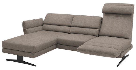 ECKSOFA Taupe Flachgewebe  - Taupe/Schwarz, Design, Textil/Metall (176-217/279-327cm) - Dieter Knoll