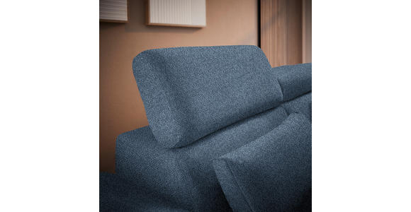 ECKSOFA in Velours Blau  - Blau/Schwarz, Design, Textil/Metall (299/264cm) - Novel