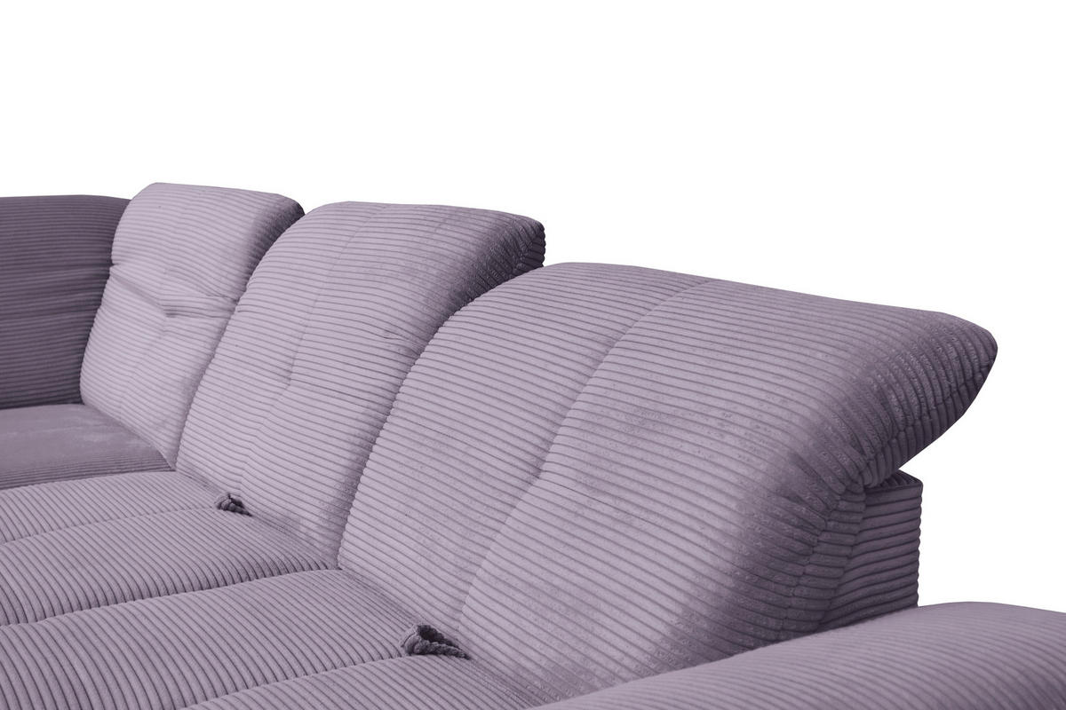 ECKSOFA in Cord Lila  - Lila/Schwarz, Design, Textil/Metall (242/313cm) - Xora