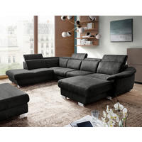 WOHNLANDSCHAFT Anthrazit Mikrofaser  - Chromfarben/Anthrazit, Design, Textil/Metall (273/347/238cm) - Livetastic