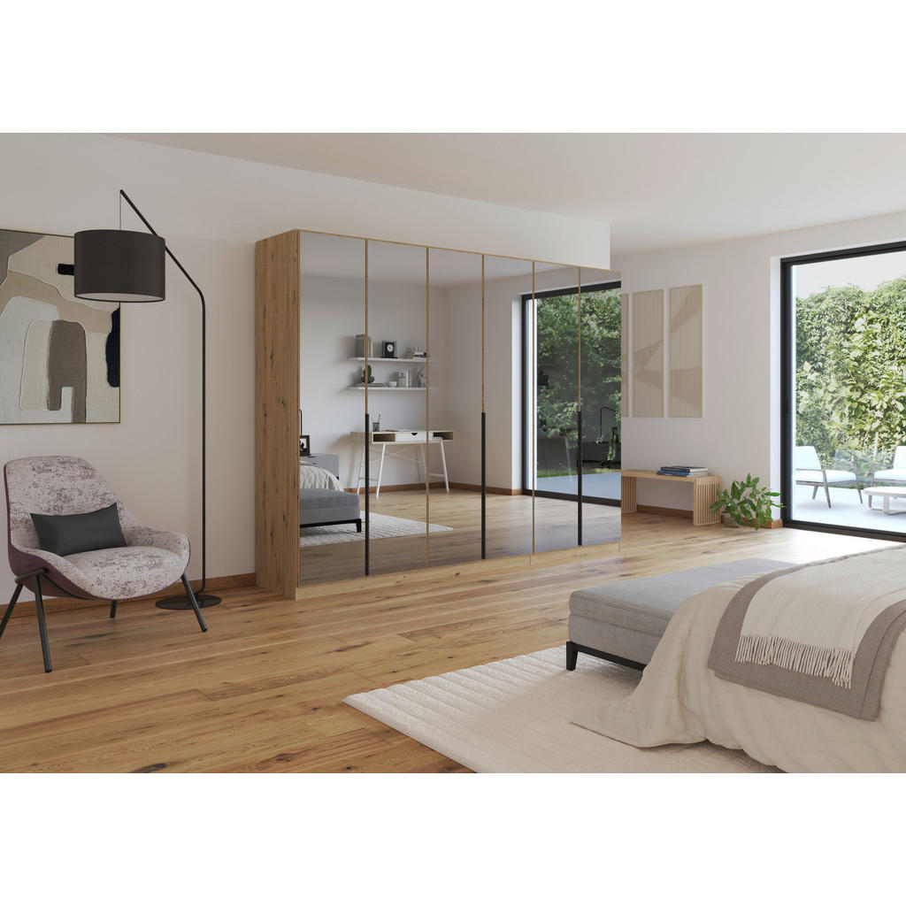 Thumbnail - Rauch Möbel Drehtürenschrank, Eiche Artisan, Metall, 3 Fächer, 271x210x54 cm, Blauer Engel, Goldenes M, Made in Germany,...