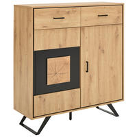 HIGHBOARD  in 110/121/40 cm  - Eichefarben/Schwarz, Lifestyle, Holzwerkstoff/Metall (110/121/40cm) - Xora