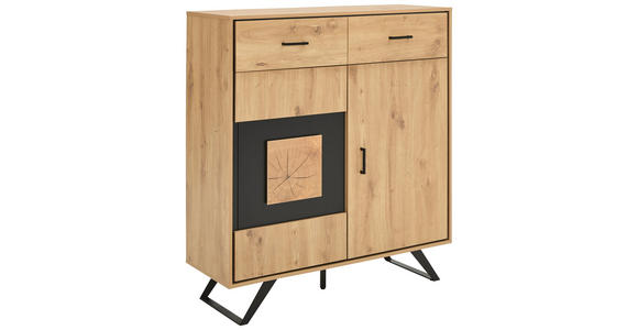 HIGHBOARD in 110/121/40 cm - Eichefarben/Schwarz, LIFESTYLE, Holzwerkstoff/Metall (110/121/40cm) - Xora