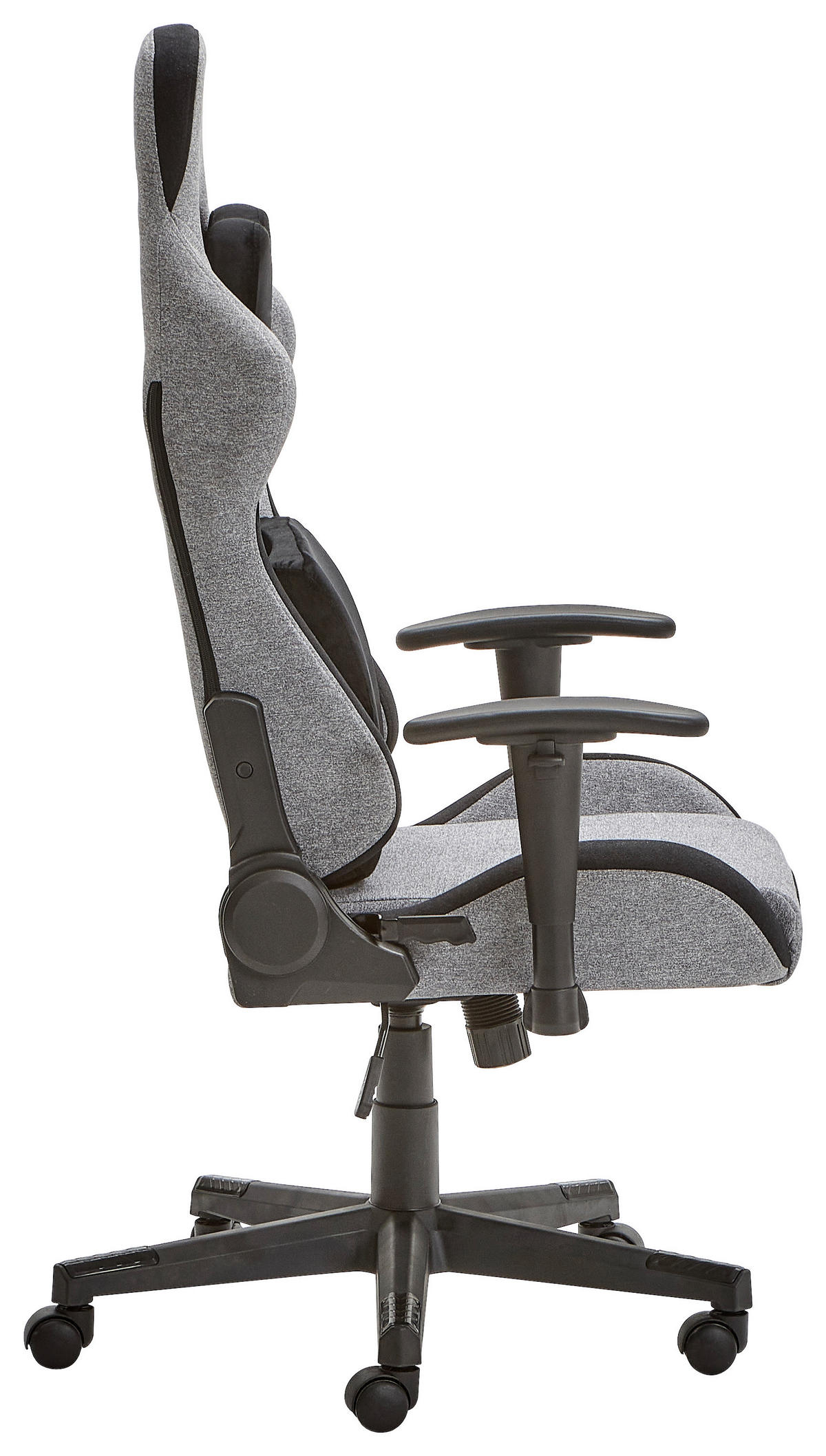 GAMINGSTUHL  in Samt, Webstoff Grau, Schwarz  - Schwarz/Grau, MODERN, Kunststoff/Textil (55/127/68cm) - Livetastic
