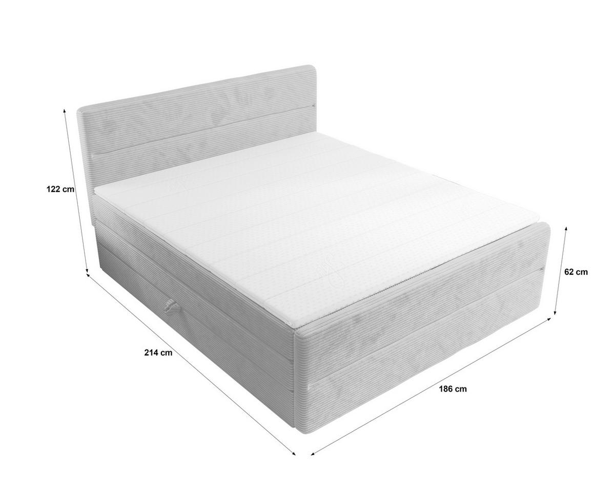 BOXSPRINGBETT 180/200 cm,  in Beige, gepolstertes Kopfteil, Bettkasten, Topper, Matratzen, H3 + H4 = fest + sehr fest  - Beige/Schwarz, KONVENTIONELL, Kunststoff/Textil (180/200cm) - Chameo