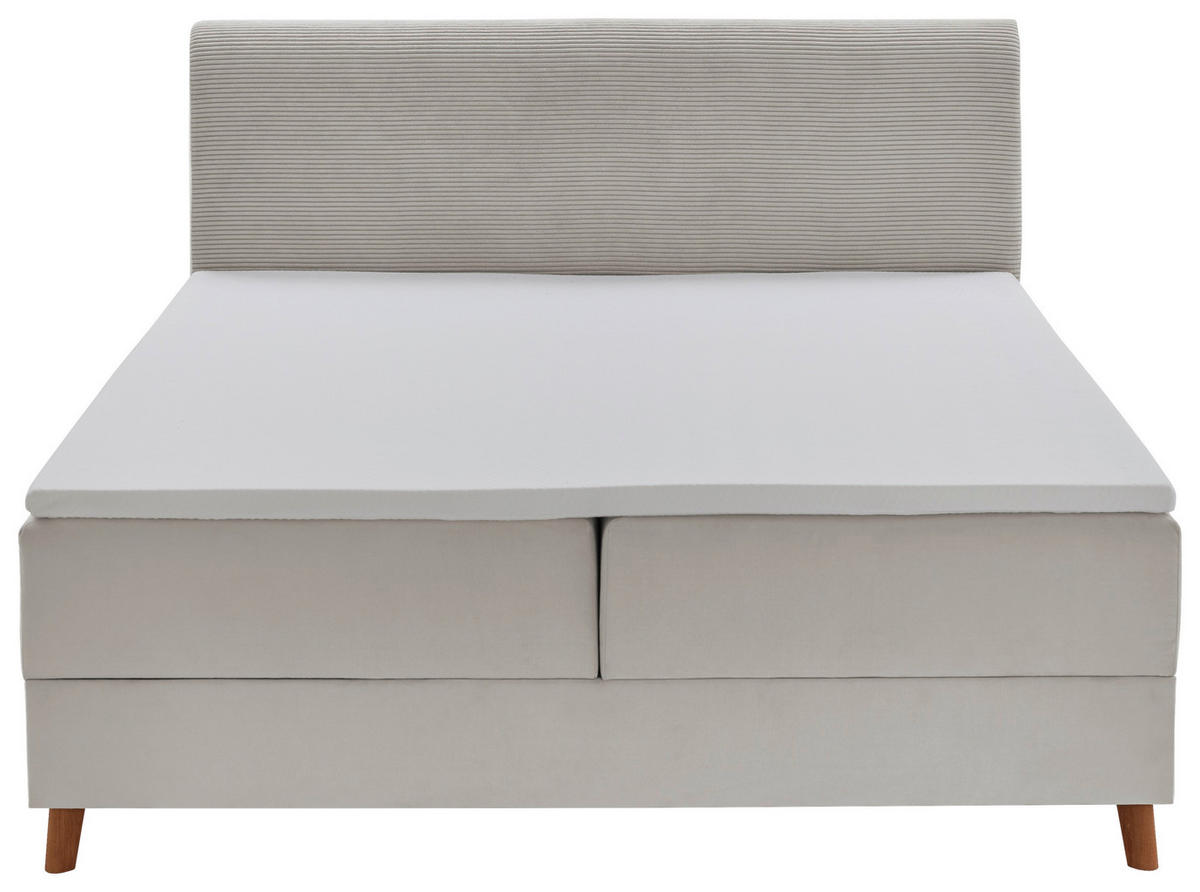 BOXSPRINGBETT 160/200 cm,  in Beige, Bettkasten, Topper, H3 = fest  - Eichefarben/Beige, Design, Holz/Textil (160/200cm) - Boxxx