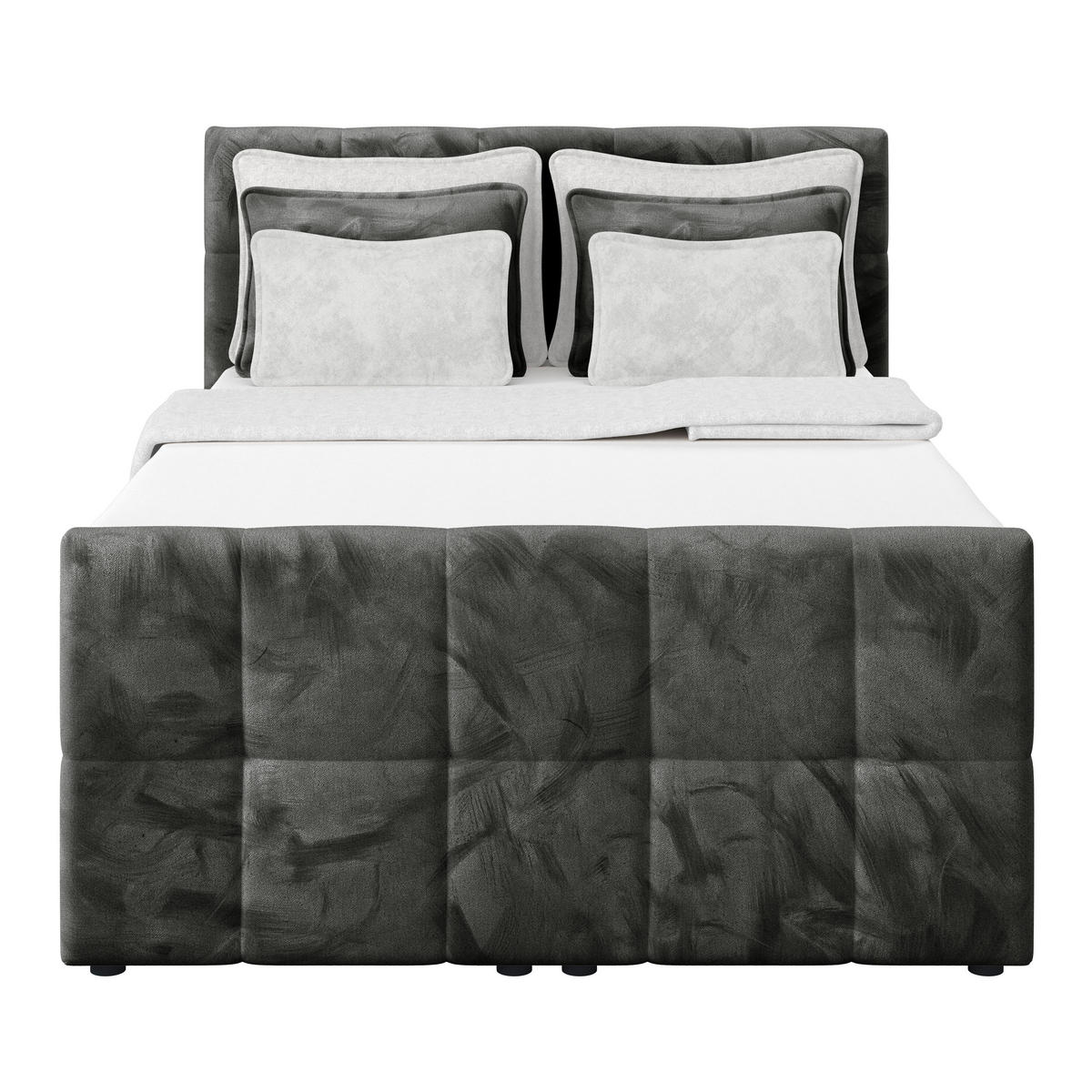 BOXSPRINGBETT 140/200 cm,  in Anthrazit, gepolstertes Kopfteil, Bettkasten, Topper, Matratzen, H3 + H3 = fest  - Anthrazit, KONVENTIONELL, Holz/Holzwerkstoff (140/200cm) - Luca Bessoni