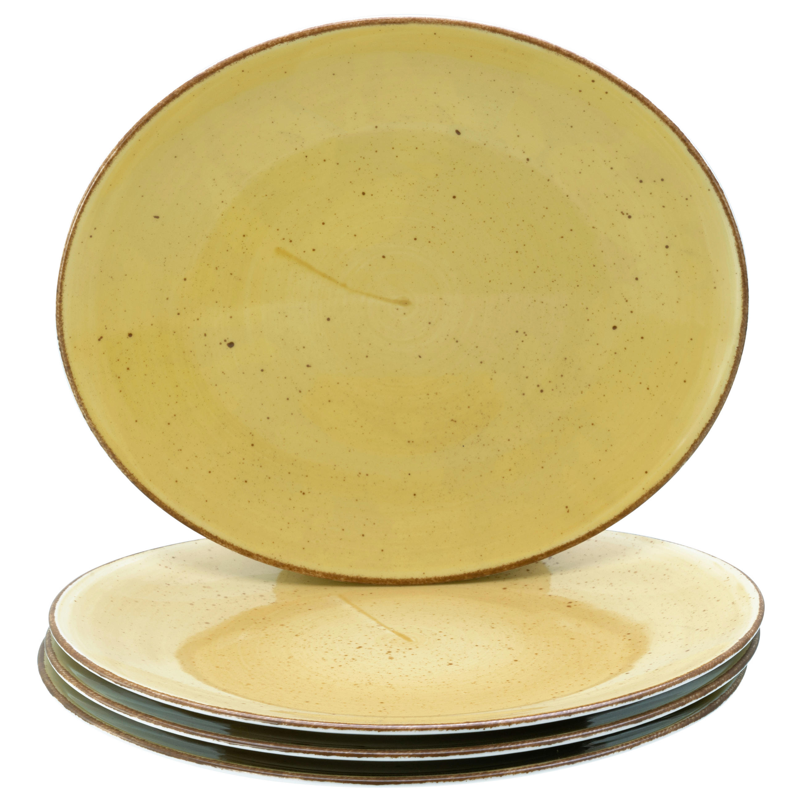 STEAKTELLERSET Vintage Nature Curry 4-teilig  - Currygelb, Basics, Keramik - Creatable