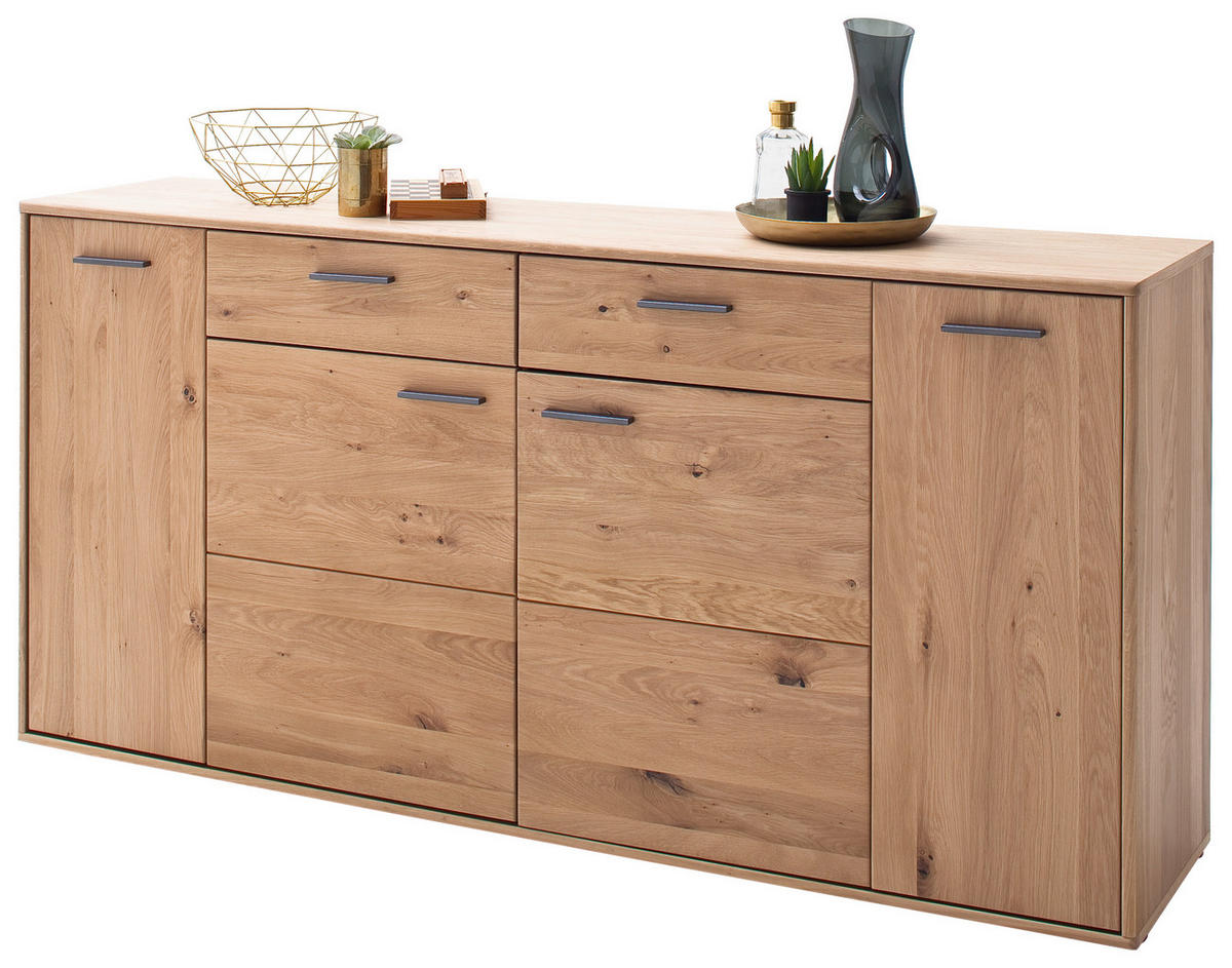 SIDEBOARD Gaborone  in 184/90/44 cm  - Eichefarben/Schwarz, Design, Holz/Holzwerkstoff (184/90/44cm) - Livetastic