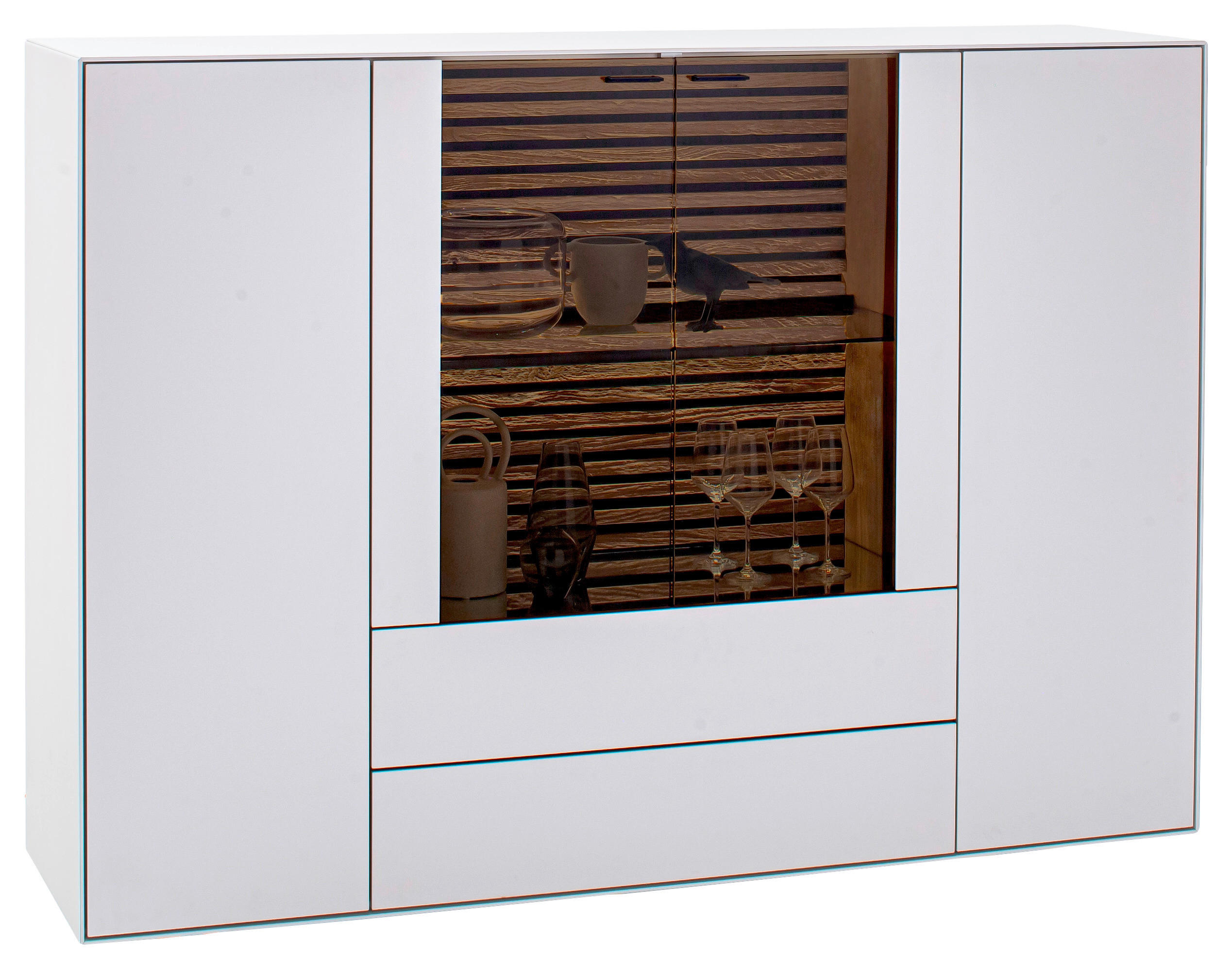 HIGHBOARD  in 165/119/44 cm  - Eichefarben/Anthrazit, Design, Glas/Holz (165/119/44cm) - Schöner Wohnen