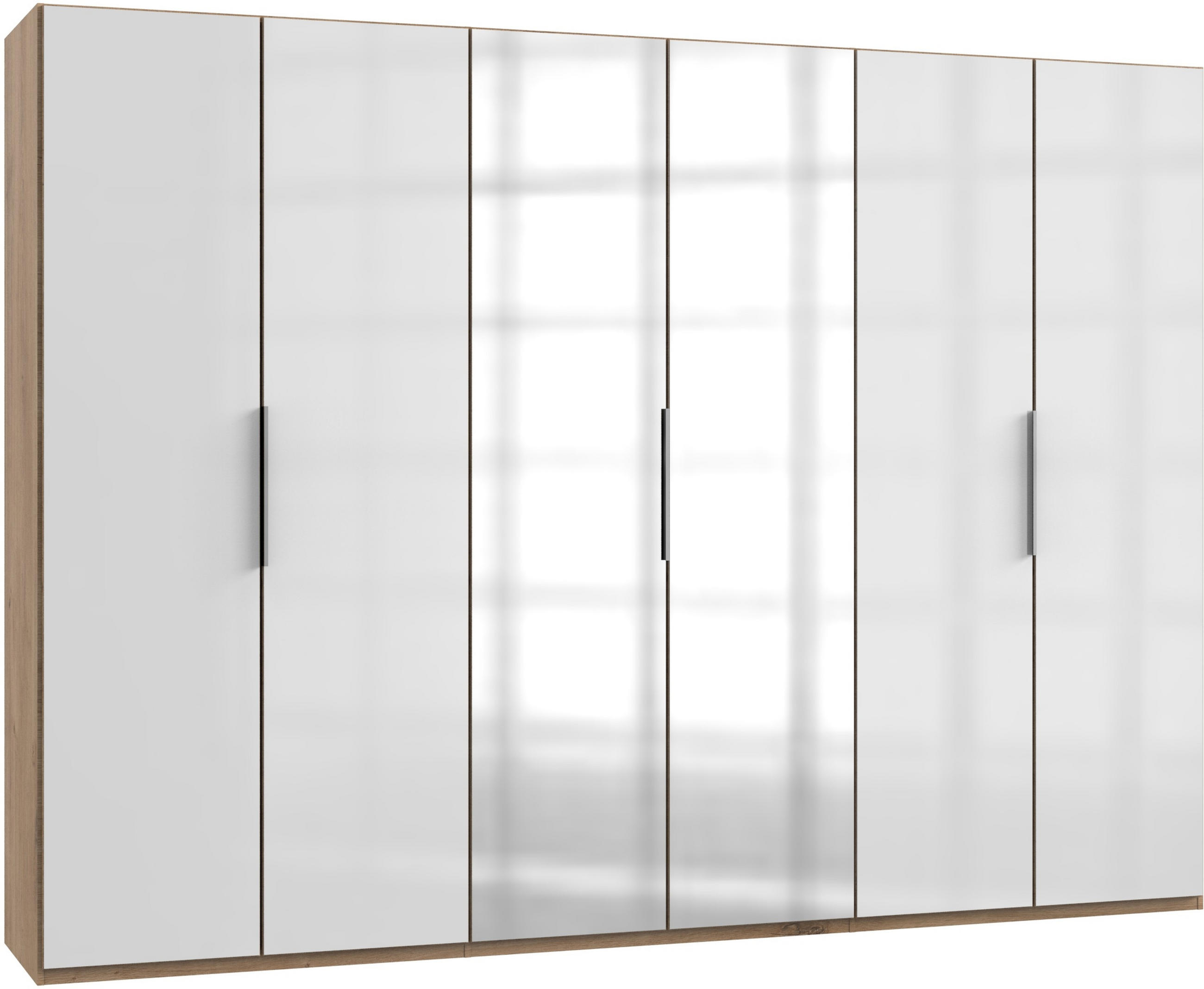 DREHTÜRENSCHRANK in Weiss, Eichefarben  - Chromfarben/Weiss, Modern, Glas/Holzwerkstoff (300/216/58cm) - MID.YOU