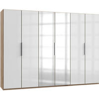 DREHTÜRENSCHRANK in Weiss, Eichefarben  - Chromfarben/Weiss, Modern, Glas/Holzwerkstoff (300/216/58cm) - MID.YOU