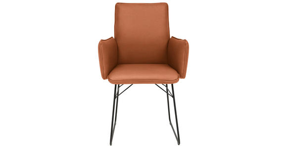 ARMLEHNSTUHL  in Stahl Mikrofaser  - Karamell/Schwarz, Design, Textil/Metall (61/91/60cm) - Dieter Knoll