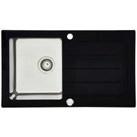 SPÜLE 1720NEWYORK86X50S  - Schwarz, Trend, Glas/Metall (86/21/50cm) - Respekta