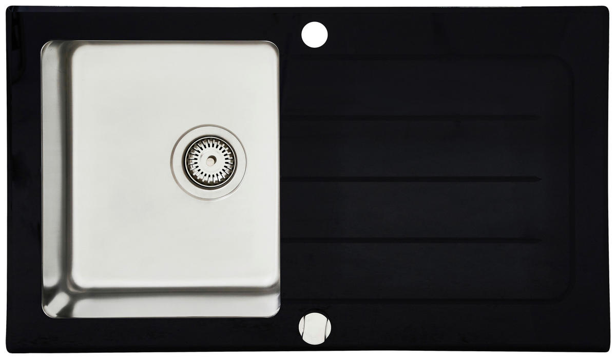SPÜLE 1720NEWYORK86X50S  - Schwarz, Trend, Glas/Metall (86/21/50cm) - Respekta