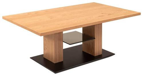 COUCHTISCH in Holz, Glas, Holzwerkstoff 110/65/47(66) cm  - Eichefarben/Schwarz, Natur, Glas/Holz (110/65/47(66)cm) - Venda