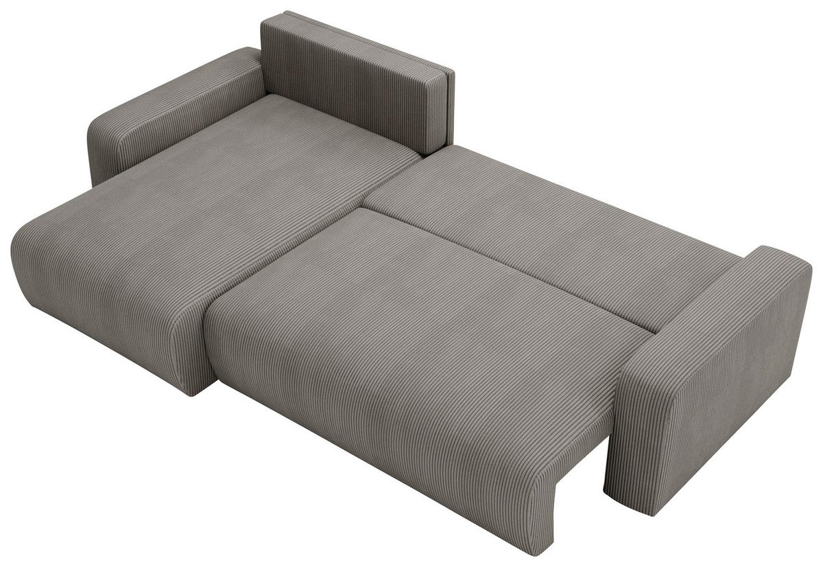 ECKSOFA in Cord Dunkelgrau  - Dunkelgrau/Schwarz, Modern, Kunststoff/Textil (150/245cm) - Carryhome