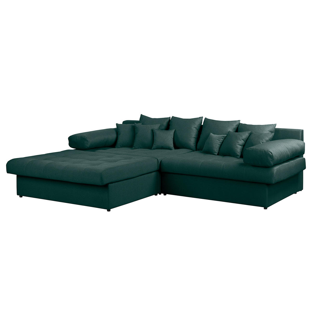 ECKSOFA Naomi in Mikrofaser Petrol Rückenkissen  243/284 cm  - Petrol/Schwarz, Design, Kunststoff/Textil (243/284cm) - P & B