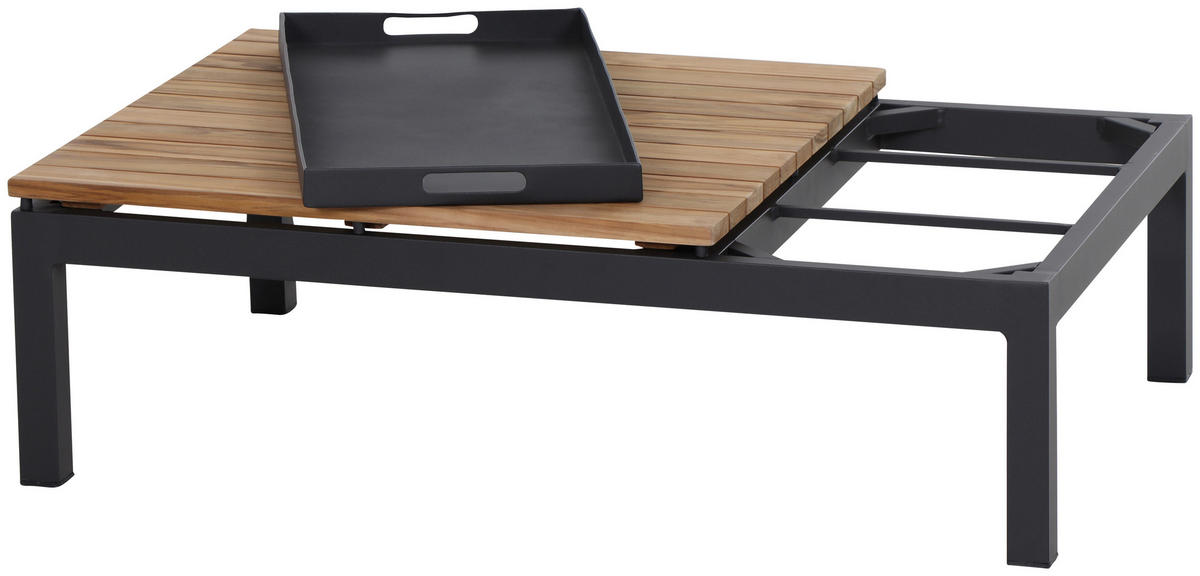 LOUNGETISCH 102/70/27,5 cm Holz  - Anthrazit/Teakfarben, MODERN, Holz/Metall (102/70/27,5cm) - Siena Garden