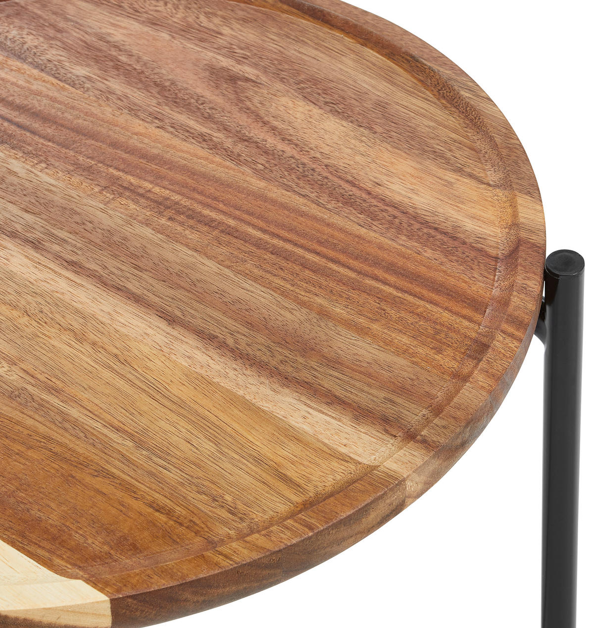 SATZTISCH Akazie massiv rund  - Schwarz, MODERN, Holz/Metall (41,5/36,5/41,5/36,5/50,5/45,5cm) - PBJ