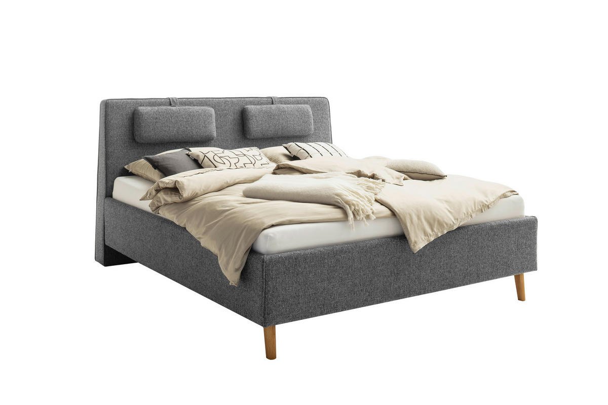 POLSTERBETT MADRID 180/200 cm  in Grau  - Eichefarben/Grau, Design, Holz/Textil (180/200cm) - Schöner Wohnen