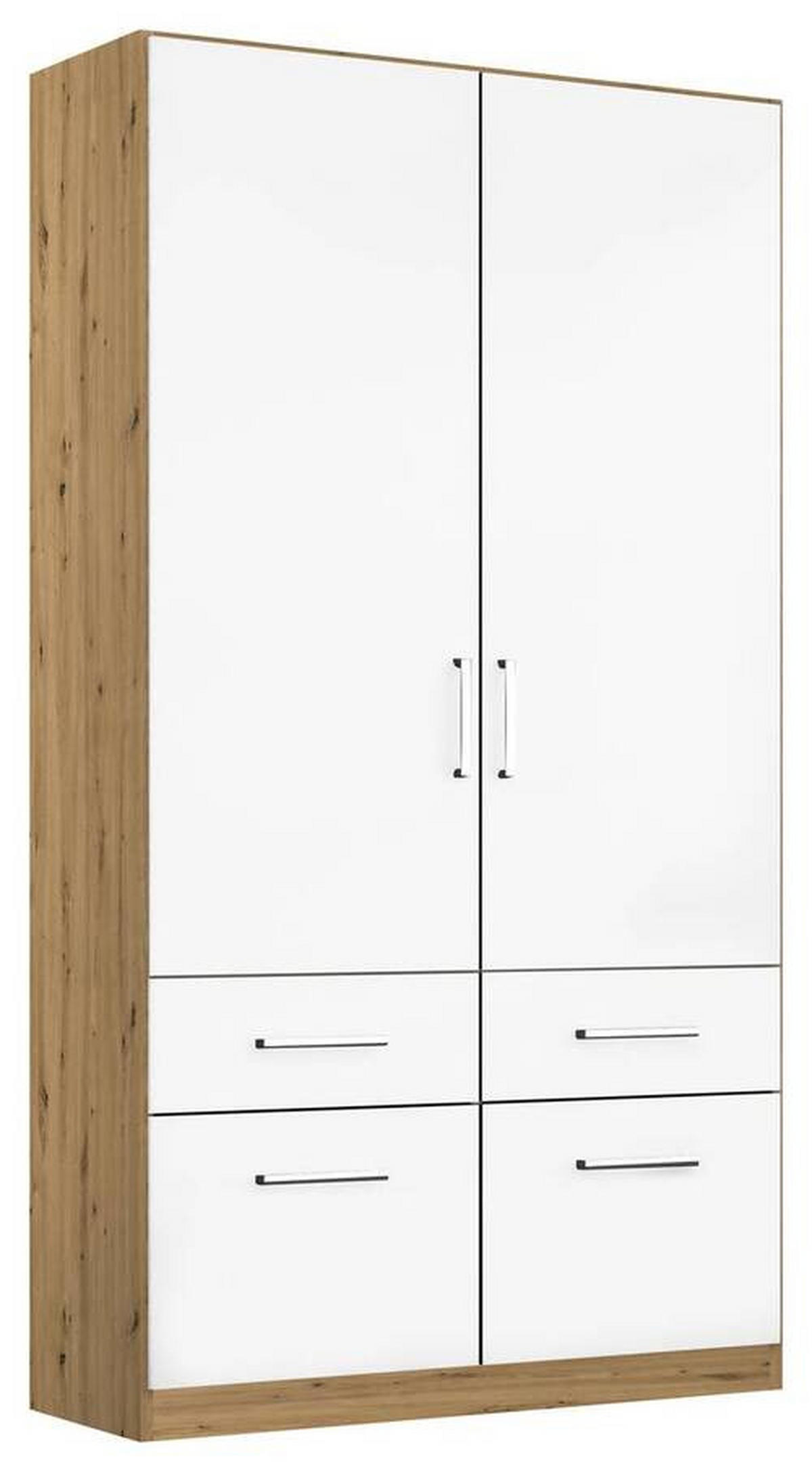 DREHTÜRENSCHRANK 91/210/54 cm 2-türig Eiche Artisan, Weiß Hochglanz  - Chromfarben/Weiß Hochglanz, MODERN, Holzwerkstoff/Kunststoff (91/210/54cm) - Rauch Möbel