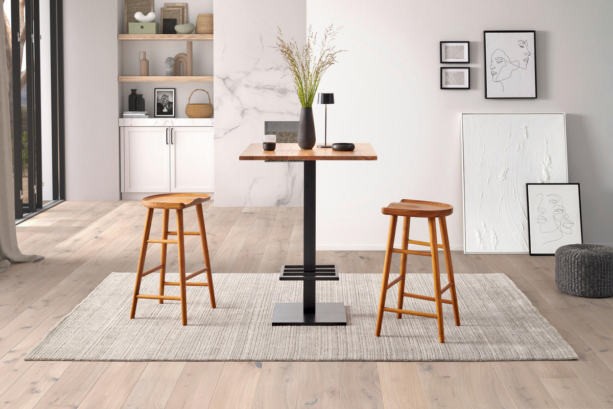 BARTISCH in Holz, Metall   - Schwarz/Akaziefarben, MODERN, Holz/Metall (80/105/80cm) - MID.YOU