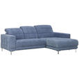 ECKSOFA  in Webstoff Blau  260/187 cm  - Chromfarben/Blau, Design, Textil/Metall (260/187cm) - Xora