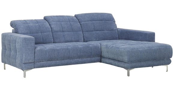 ECKSOFA  in Webstoff Blau  260/187 cm  - Chromfarben/Blau, Design, Textil/Metall (260/187cm) - Xora