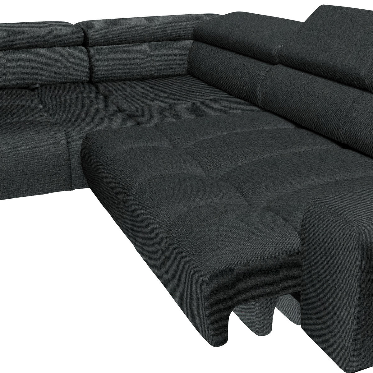 ECKSOFA in Webstoff Graphitfarben  - Schwarz/Graphitfarben, Design, Textil/Metall (216/300cm) - Welnova