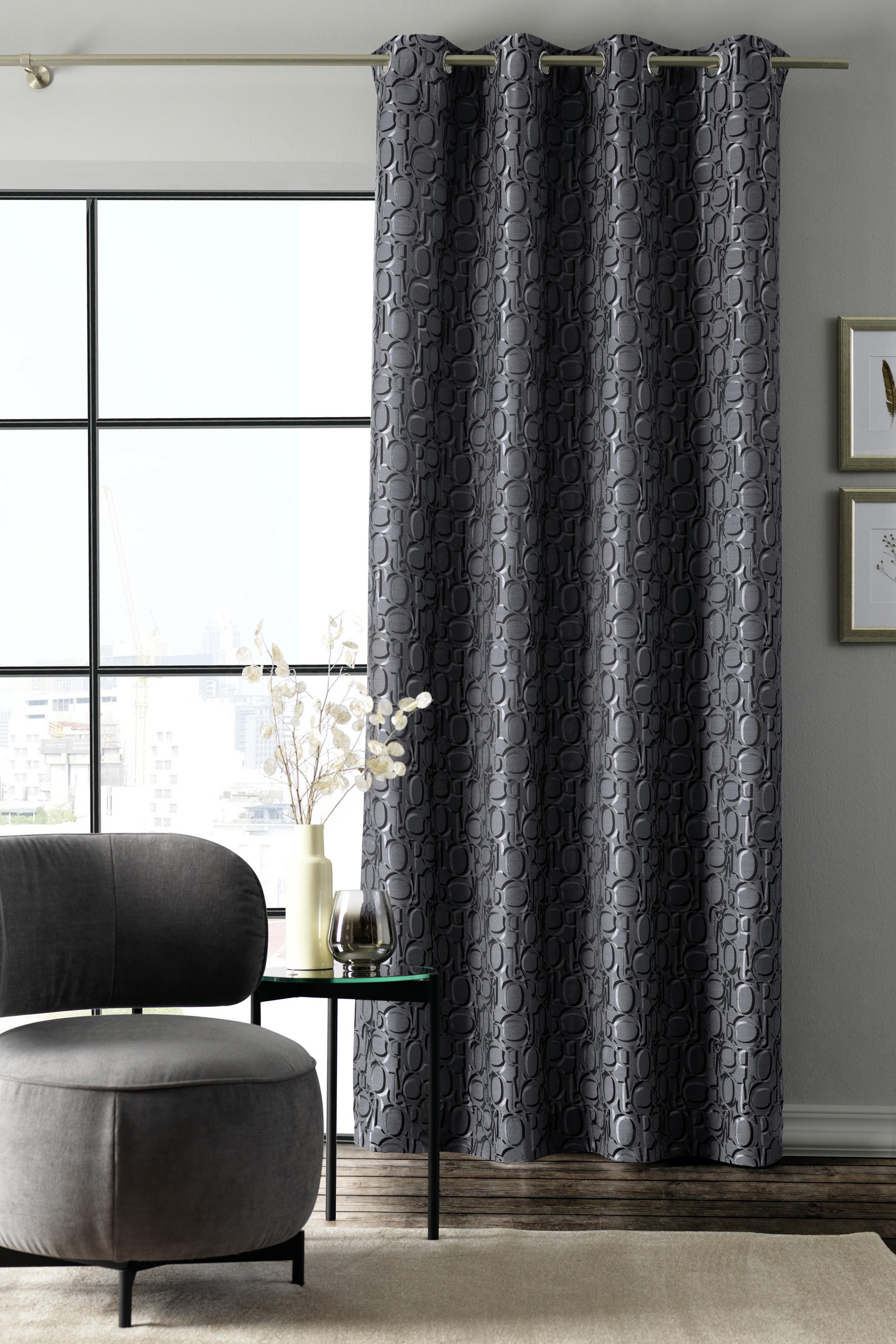 ÖSENVORHANG blickdicht  - Dunkelgrau/Anthrazit, Design, Textil (140/250cm) - Joop!