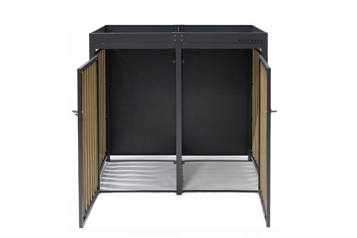 MÜLLTONNENBOX - Anthrazit/Naturfarben, Basics, Metall (84/125/134cm)