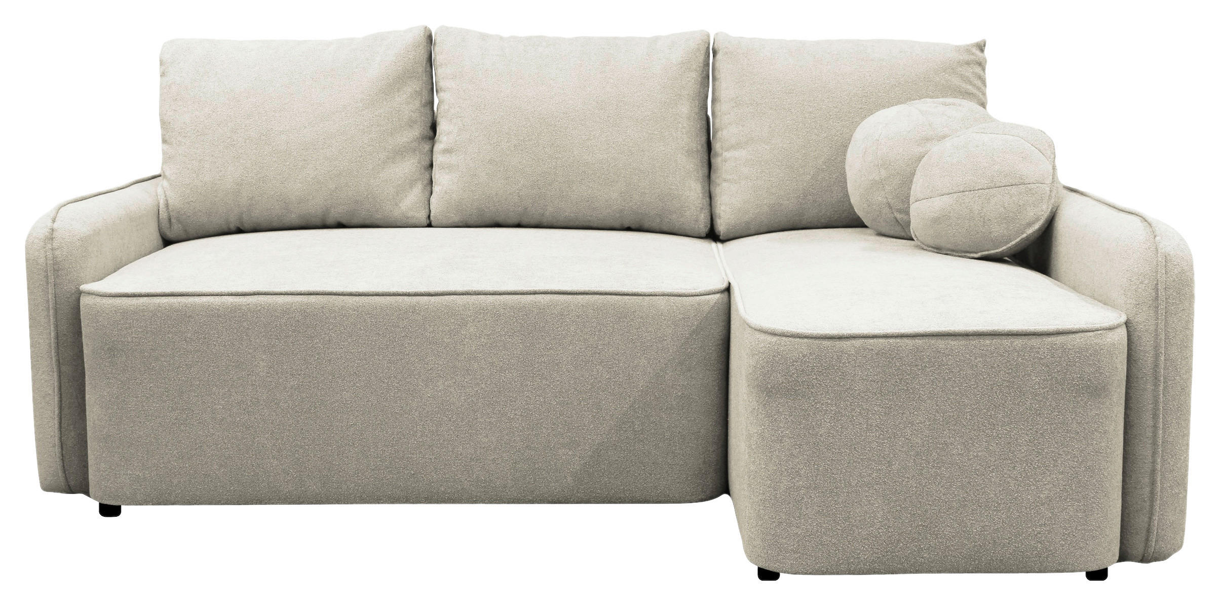 ECKSOFA in Struktur, Bouclé Creme  - Creme/Schwarz, Design, Kunststoff/Textil (209/143cm) - MID.YOU