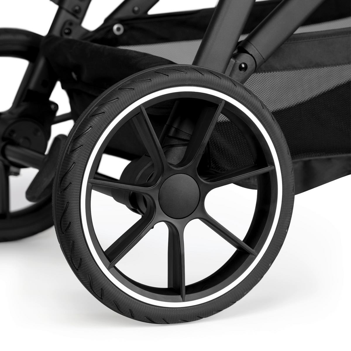 GESCHWISTERWAGEN Grow N Care  - Dunkelgrau/Schwarz, Basics, Textil/Metall (109/60/107-115cm) - Hauck
