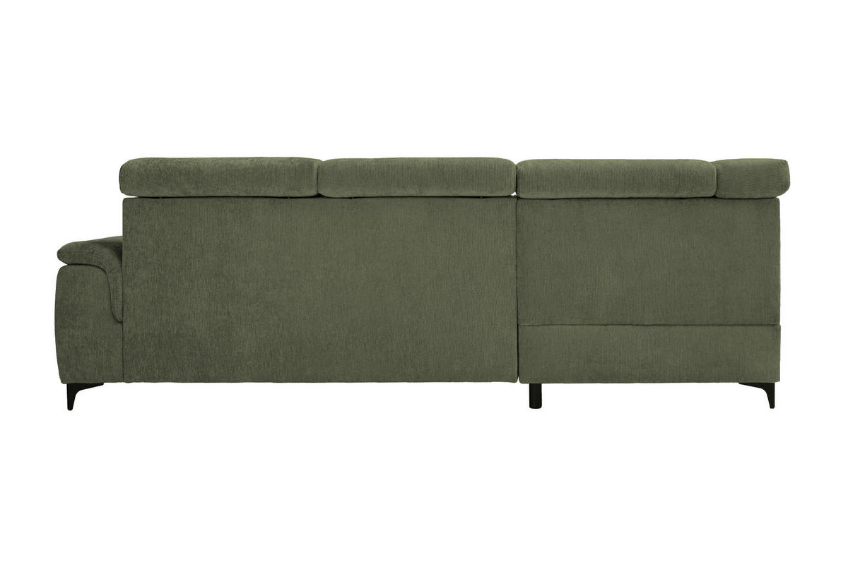 ECKSOFA Dunkelgrün Chenille Bettkasten, Schlaffunktion, Rücken echt, Kopfteilverstellung, Liegefläche im Originalstoff  - Dunkelgrün/Schwarz, KONVENTIONELL, Textil/Metall (206/265cm) - Carryhome