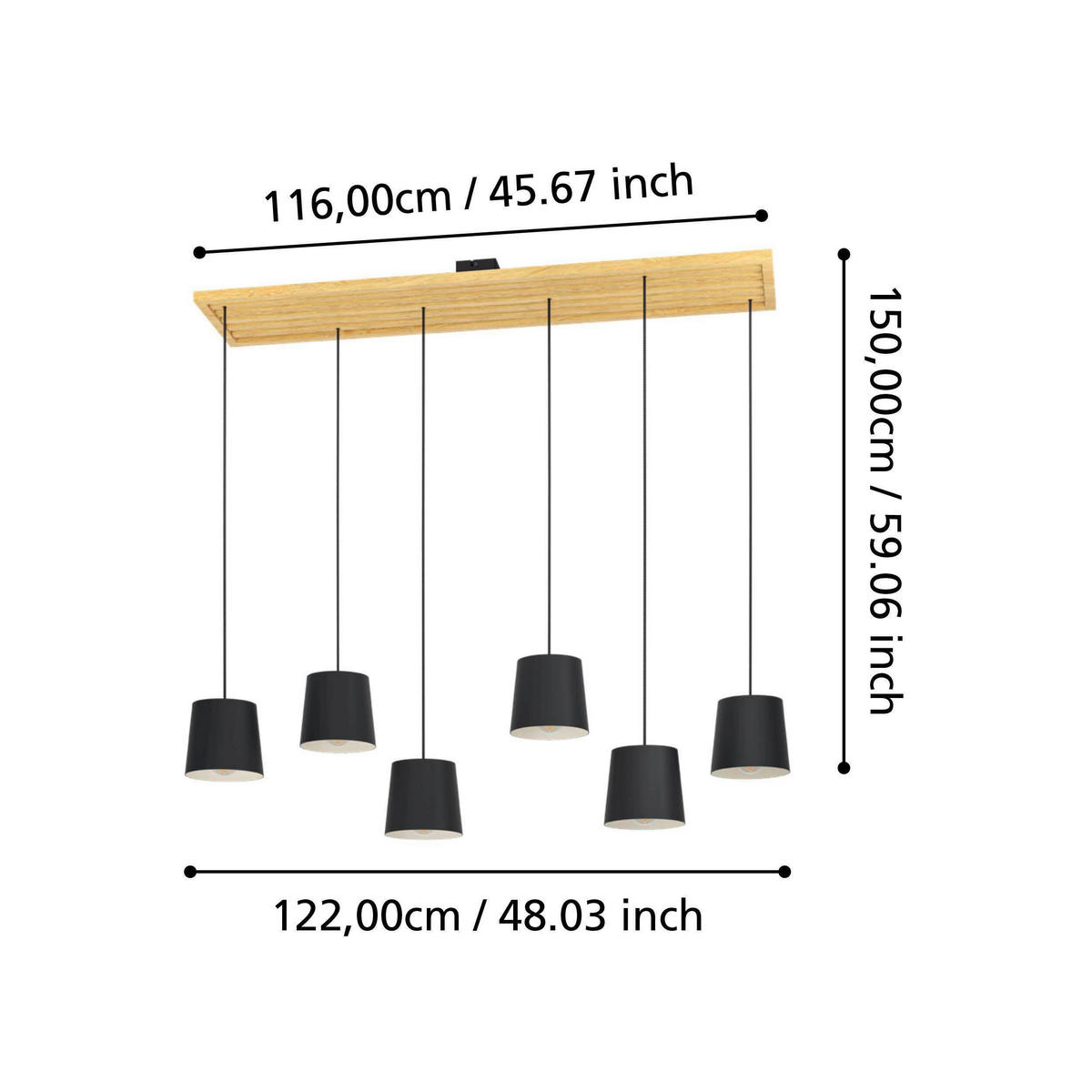 HÄNGELEUCHTE 122/15/150 cm  - Creme/Schwarz, Natur, Holz/Metall (122/15/150cm) - Eglo