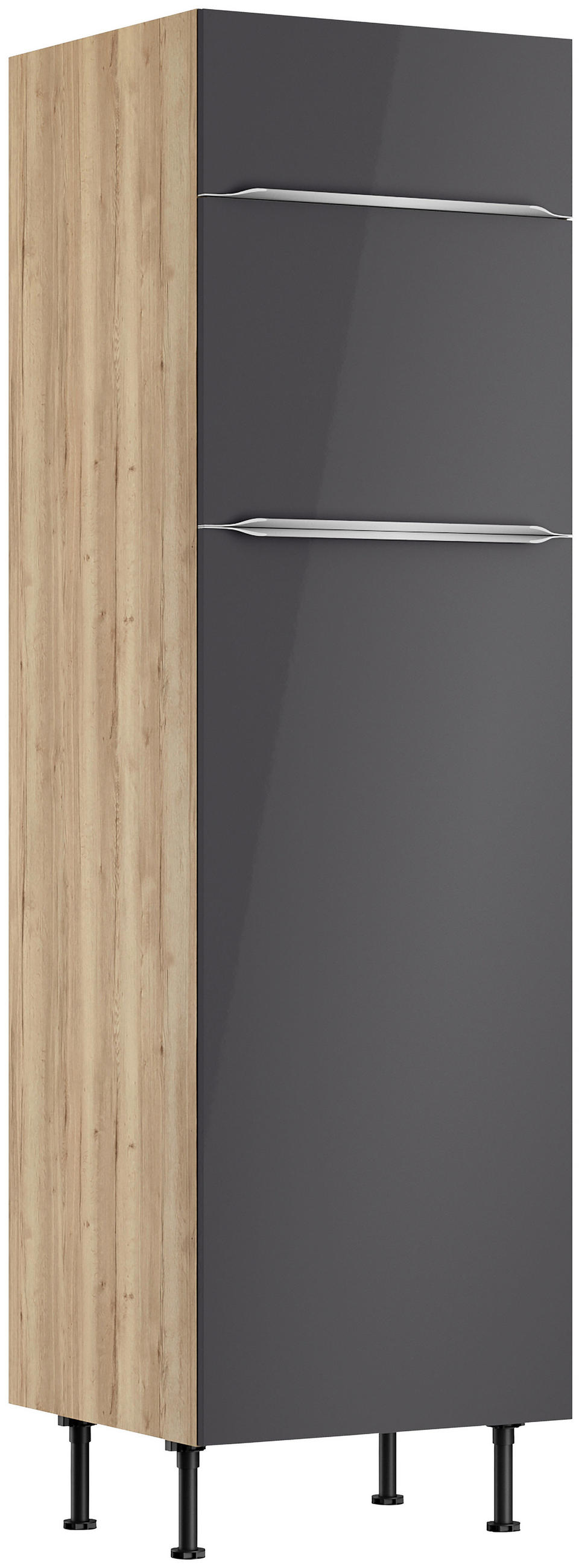 ECKKÜCHE 200/270 cm  in Anthrazit, Eichefarben  - Edelstahlfarben/Eichefarben, Basics, Holzwerkstoff/Metall (200/270cm) - Optifit
