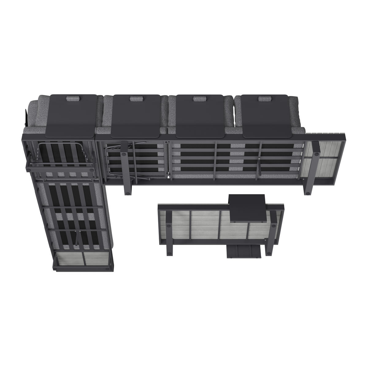 LOUNGEGARNITUR 245/329 cm Aluminium  - Dunkelgrau/Anthrazit, MODERN, Kunststoff/Textil (245/329cm) - Ambia Garden