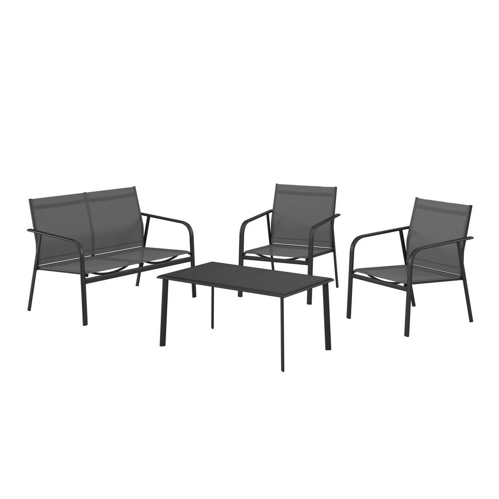 Loungegarnitur Helsinki Metall/glas