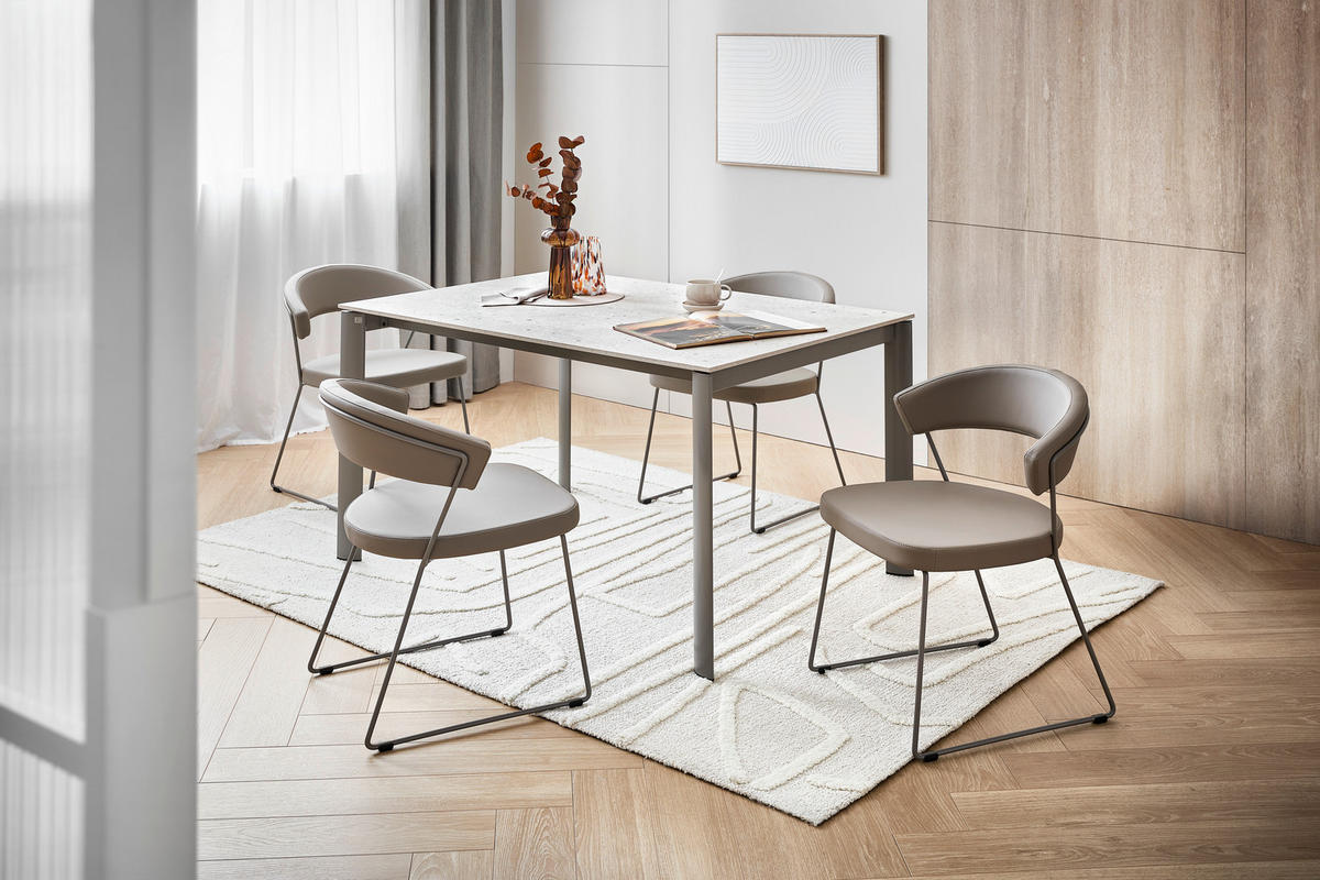 ESSTISCH in Metall, Holzwerkstoff 130-180/90/76 cm  - Greige/Graubraun, Design, Holzwerkstoff/Metall (130-180/90/76cm) - Connubia 