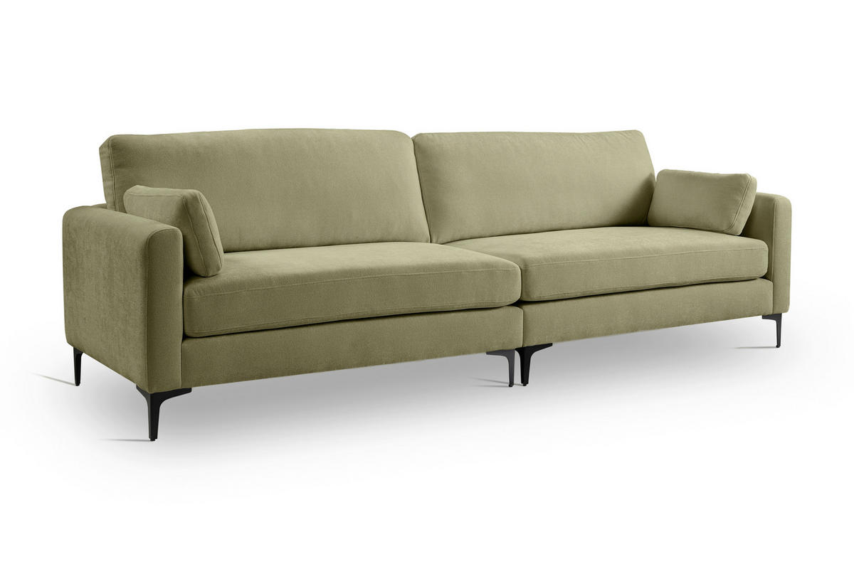 VIERSITZER-SOFA VENTI in Webstoff Grün  - Schwarz/Grün, Basics, Holz/Textil (286/92/97cm) - MID.YOU