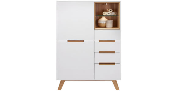 HIGHBOARD 95/136/41 cm - Eichefarben/Weiß, Design, Glas/Holz (95/136/41cm) - Hom`in