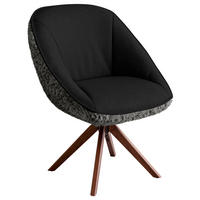 ARMLEHNSTUHL  Beinauswahl, Lederauswahl, Stoffauswahl, inklusive Armlehnen, automatische Rückholfunktion, gepolsterte Armlehnen, Sitzfläche 320° drehbar Hochflor Echtleder  - Anthrazit/Nussbaumfarben, Design, Leder/Holz (61/89/70cm) - Koinor