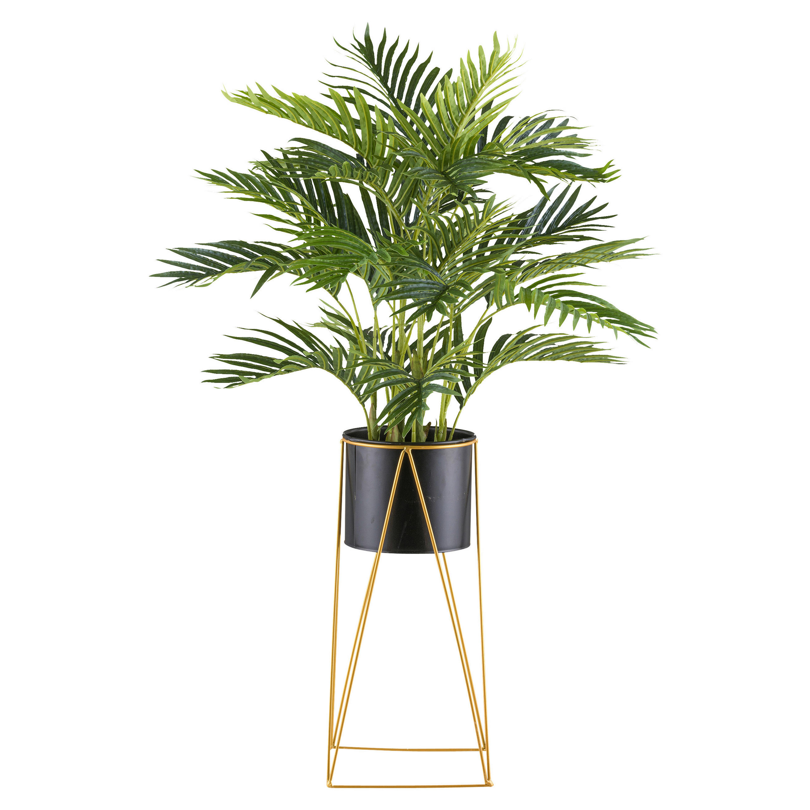 KUNSTPFLANZE Palme 110 cm  - Goldfarben/Schwarz, Design, Kunststoff/Metall (110cm)