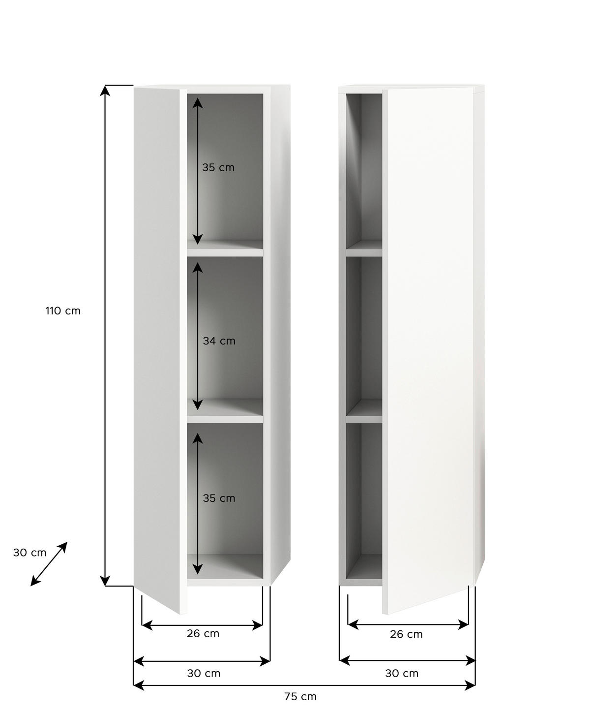 HÄNGESCHRANK 110/75/30 cm  - Design, Holzwerkstoff (110/75/30cm) - MID.YOU