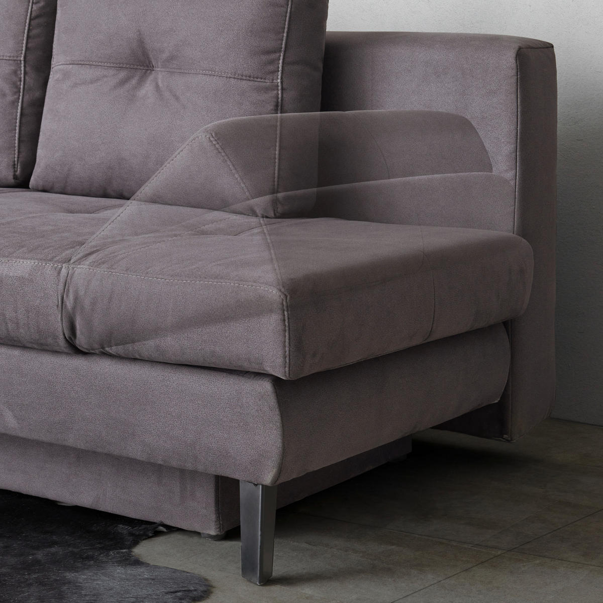 SCHLAFSOFA Sisi in Flachgewebe Dunkelgrau  - Dunkelgrau/Schwarz, Design, Textil/Metall (200/85/90cm) - Novel